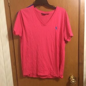 Ralph Lauren Sport Hot Pink Short Sleeve V-Neck Shirt XL